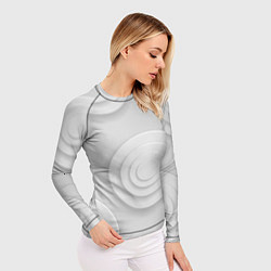 Рашгард женский Серый фон и абстрактные белые объёмные окружности, цвет: 3D-принт — фото 2