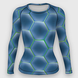 Рашгард женский Синии шестигранники, цвет: 3D-принт