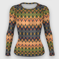 Женский рашгард Желто-оливковый полосатый орнамент