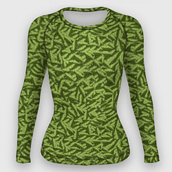 Рашгард женский Милитари листья в полоску, цвет: 3D-принт