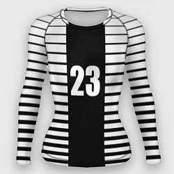 Рашгард женский Черно белый полосатый фон, цвет: 3D-принт