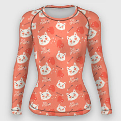 Рашгард женский Паттерн кот на персиковом фоне, цвет: 3D-принт