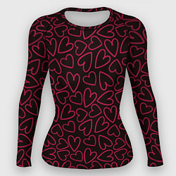 Рашгард женский Розовые сердечки на темном фоне, цвет: 3D-принт