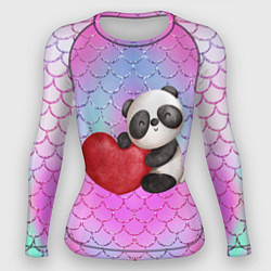 Рашгард женский Милая панда с сердечком, цвет: 3D-принт