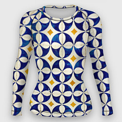 Рашгард женский Бело-синяя лепестковая текстура, цвет: 3D-принт