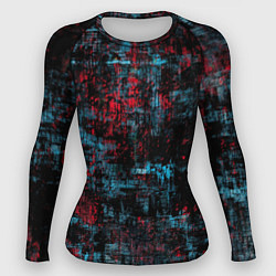 Рашгард женский Абстракт красного, голубого и чёного, цвет: 3D-принт