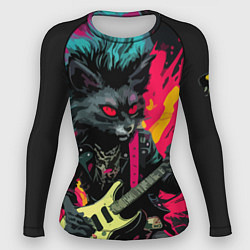 Рашгард женский Rocker Cat on a dark background - C-Cats collectio, цвет: 3D-принт