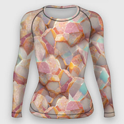 Рашгард женский Текстура розового мрамора на камнях, цвет: 3D-принт