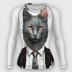 Рашгард женский Кот в костюме с галстуком, цвет: 3D-принт
