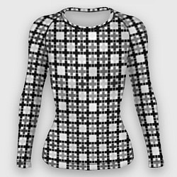 Рашгард женский Черно-белый геометрический мелкий узор, цвет: 3D-принт
