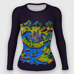 Рашгард женский Пиксельный остров и замок, цвет: 3D-принт