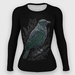 Рашгард женский Чёрный Ворон птица тёмная, цвет: 3D-принт