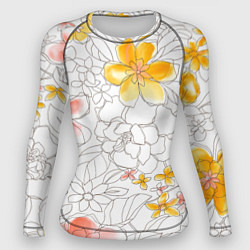 Рашгард женский Нарисованный цветы - светлый, цвет: 3D-принт