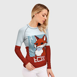 Рашгард женский Пиксельная лиса с надписью fox, цвет: 3D-принт — фото 2
