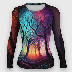 Рашгард женский Разноцветный неоновый лес, цвет: 3D-принт