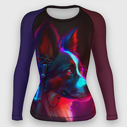Рашгард женский Кибер-собака неон, цвет: 3D-принт