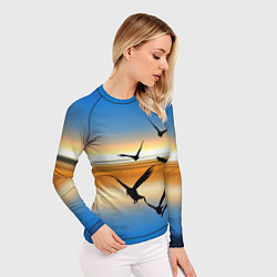 Рашгард женский Вороны на закате, цвет: 3D-принт — фото 2