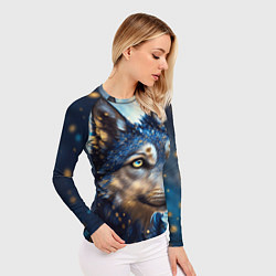 Рашгард женский Волк на синем фоне, цвет: 3D-принт — фото 2