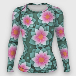 Рашгард женский Цветы с оптическим эффектом, цвет: 3D-принт