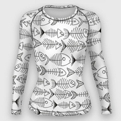 Рашгард женский Рыбные скелетики, цвет: 3D-принт