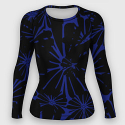 Рашгард женский Абстракция цветы сине-черный, цвет: 3D-принт