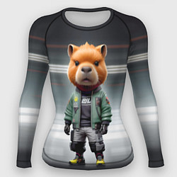 Рашгард женский Capy - cool dude - cyberpunk, цвет: 3D-принт