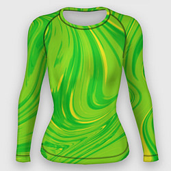 Рашгард женский Насыщенный зеленый абстракция, цвет: 3D-принт