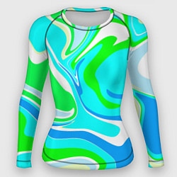 Рашгард женский Абстракция сине-зеленая, цвет: 3D-принт