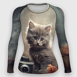 Рашгард женский Серый котенок, винтажное фото, цвет: 3D-принт