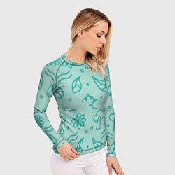 Рашгард женский Бирюзовая природа, цвет: 3D-принт — фото 2