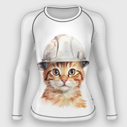 Рашгард женский Акварельный кот-строитель, цвет: 3D-принт