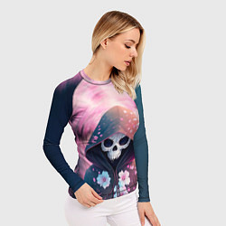 Рашгард женский Скелет в худи с цветами, цвет: 3D-принт — фото 2