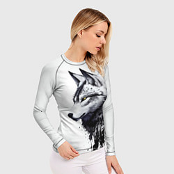 Рашгард женский Белый волк - краски, цвет: 3D-принт — фото 2