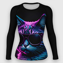 Рашгард женский Неоновый котик в очках, цвет: 3D-принт