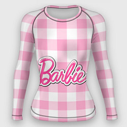Рашгард женский Барби лого розовая клетка, цвет: 3D-принт