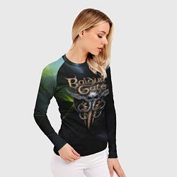 Рашгард женский Baldurs Gate 3 logo dark green, цвет: 3D-принт — фото 2