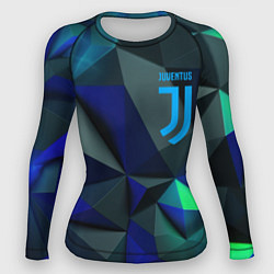 Рашгард женский Juventus blue abstract logo, цвет: 3D-принт