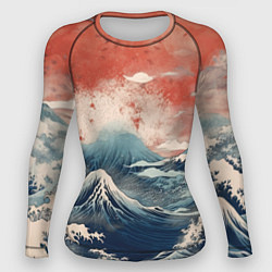 Рашгард женский Японское море в ретро стиле, цвет: 3D-принт