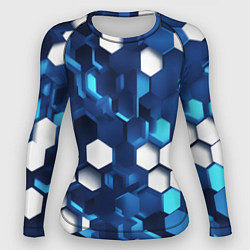 Рашгард женский Cyber hexagon Blue, цвет: 3D-принт