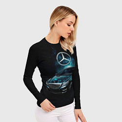 Рашгард женский Mercedes Benz dark style, цвет: 3D-принт — фото 2