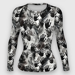 Рашгард женский Черно-белые руки с ладонями, цвет: 3D-принт