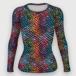 Рашгард женский Разноцветная чешуя дракона, цвет: 3D-принт