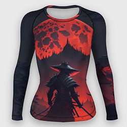 Рашгард женский Samurai and red moon - нейросеть, цвет: 3D-принт