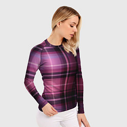 Рашгард женский Фиолетовая шотландская клетка, цвет: 3D-принт — фото 2
