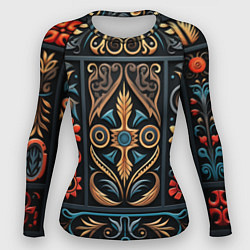 Рашгард женский Узор с растительными элементами в славянском стиле, цвет: 3D-принт