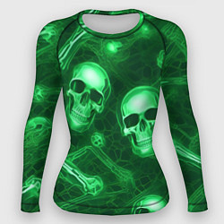 Рашгард женский Зелёные черепа и кости, цвет: 3D-принт