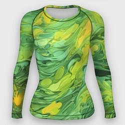 Рашгард женский Зелено желтая краска, цвет: 3D-принт