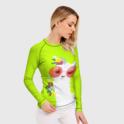 Рашгард женский Лама - альпака в розовых очках, цвет: 3D-принт — фото 2