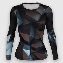 Рашгард женский Черная геометрическая абстракция - объемные грани, цвет: 3D-принт