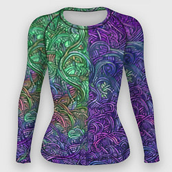 Женский рашгард Вьющийся узор фиолетовый и зелёный